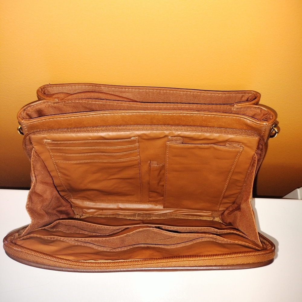 Vintage Capezio Brown Faux Leather Mini Briefcase Satchel Crossbody Handbag VTG - Picture 12 of 16